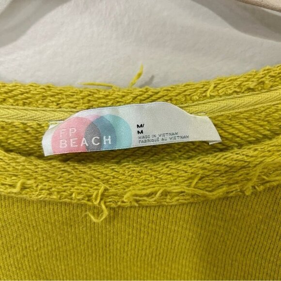Free People Beach Kylie Crop Pullover Vibrant Yellow Knit Top Sweater Medium - Picture 4 of 7